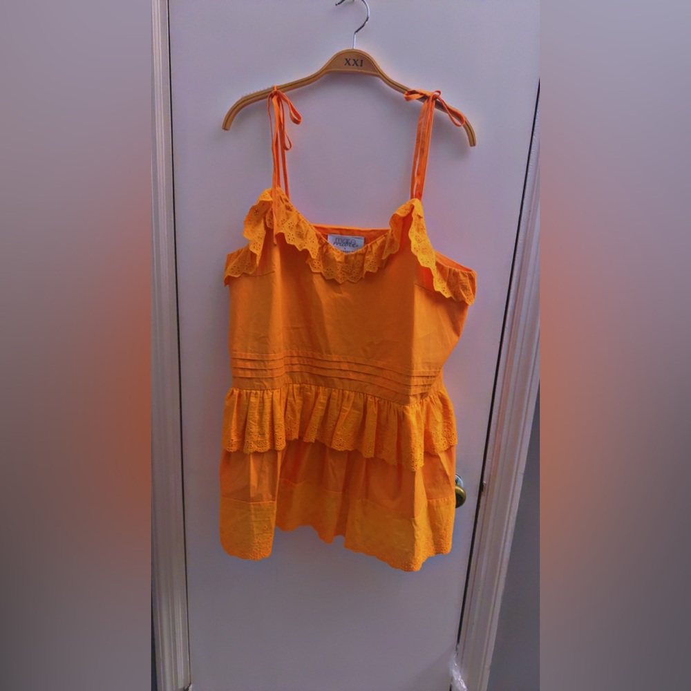 Anthropologie Bright Orange Blouse